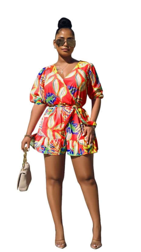 orange ruffle romper
