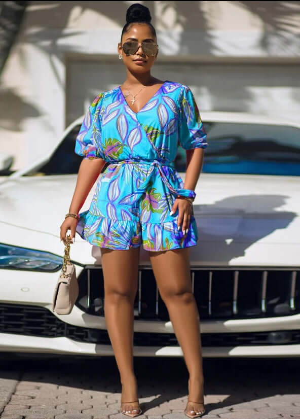 blue ruffle romper