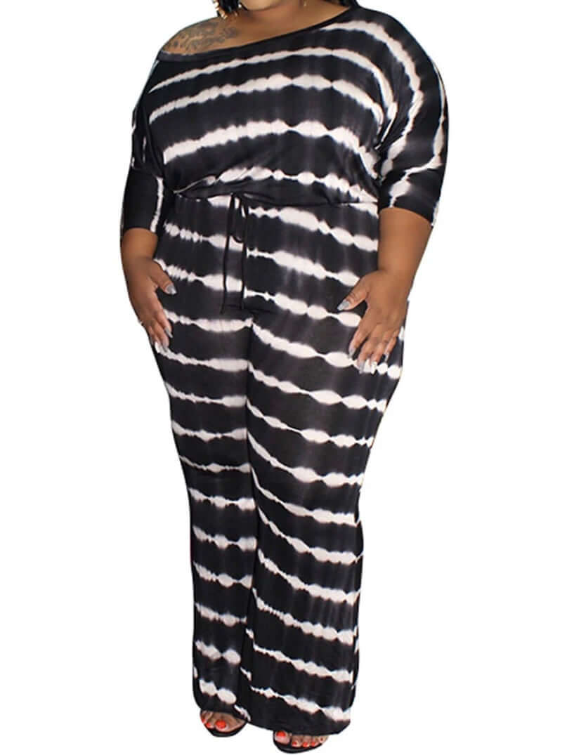 black plus size tye dye romper jumpsuit