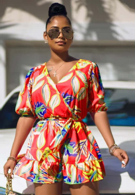 orange ruffle romper