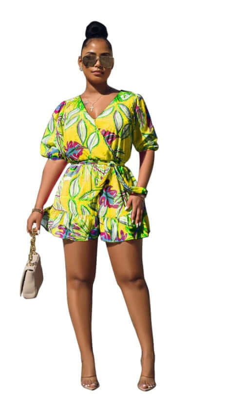 yellow ruffle romper