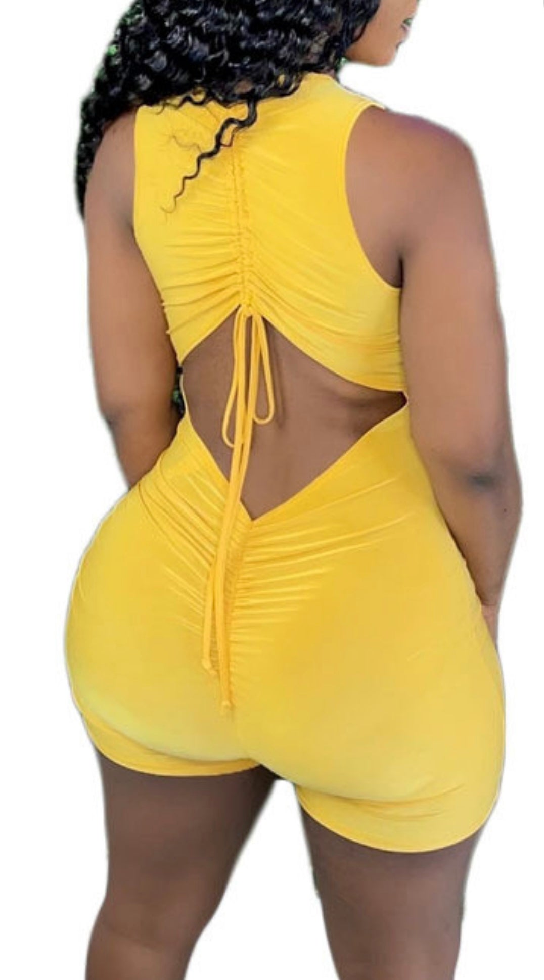 Fall Jumpsuit Sexy Low Cut Solid Color Slim Low Back Drawstring Lace-Up Jumpsuit