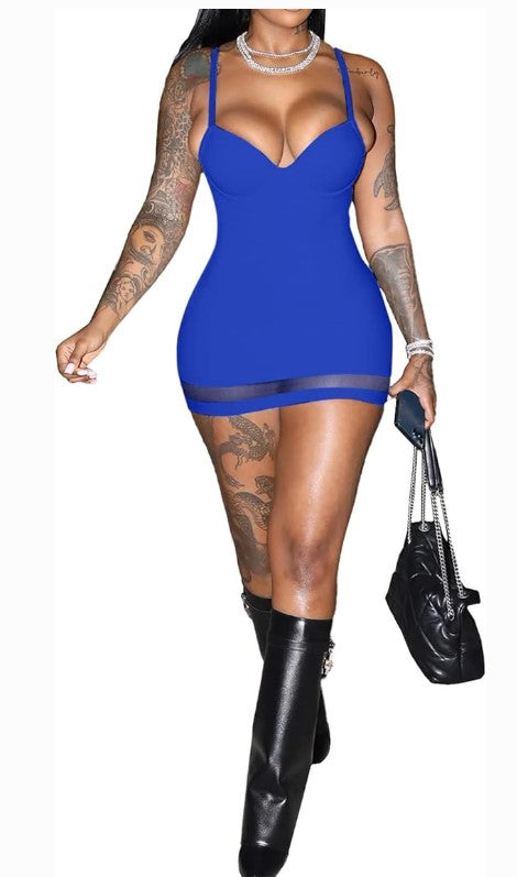 Spaghetti Strap V Neck Sleeveless Dress