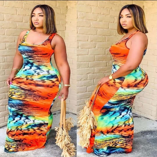 Sleeveless Tie-Dyed Sundress Maxi Dresses