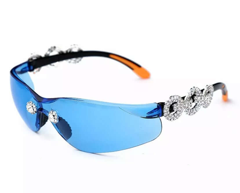 blue designer Unisex Three Ring sunglasses