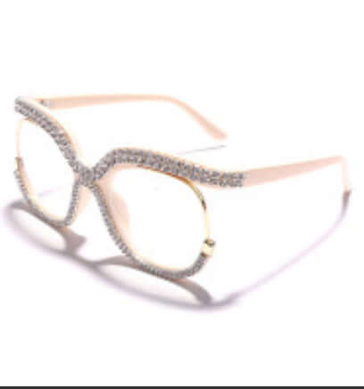 Women Unique Rhinestone Design Large Frame Sunglasses