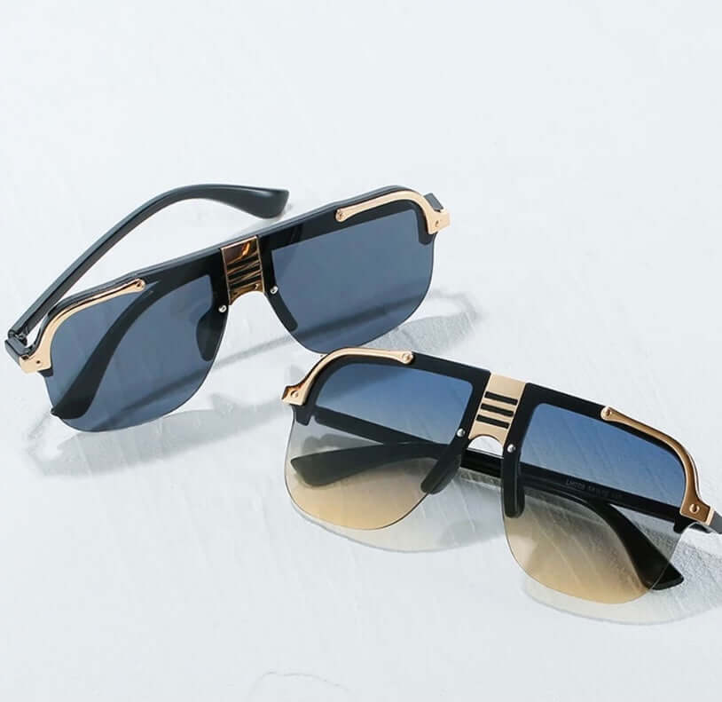 Luxury Metal Aviation Trendy Oversized Unisex Sunglasses