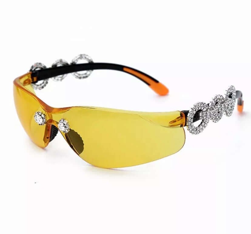 yellow designer Unisex Three Ring sunglasses