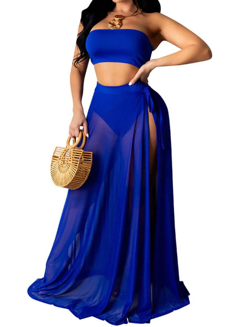 blue 2 piece dress