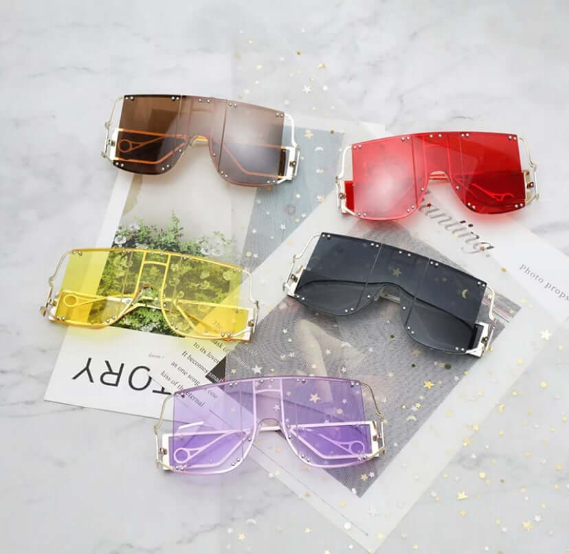 Women wide square frame fashion sunglasses