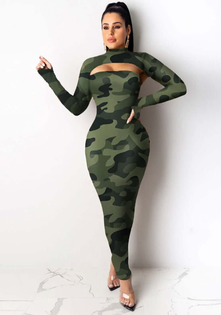army bodycon midi dress
