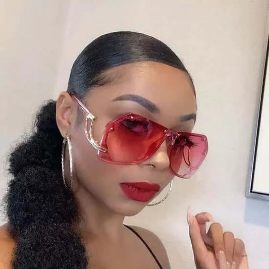 Women rimless wide frame fashion sunglasses