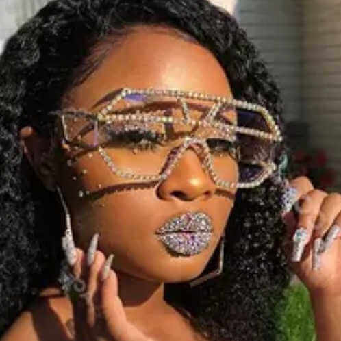Rhinestone Infused Hexa-mono Aviator Sunglasse